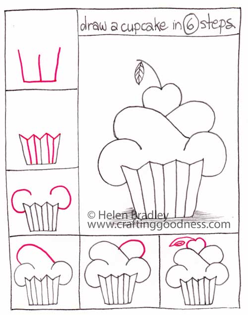 Step by step how to draw a cupcake Crafting Goodness